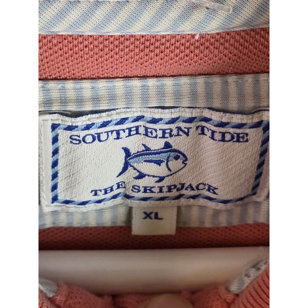 Southern Tide Men's XL Coral Short‎ Sleeve Polo Shirt - Thumbnail 2