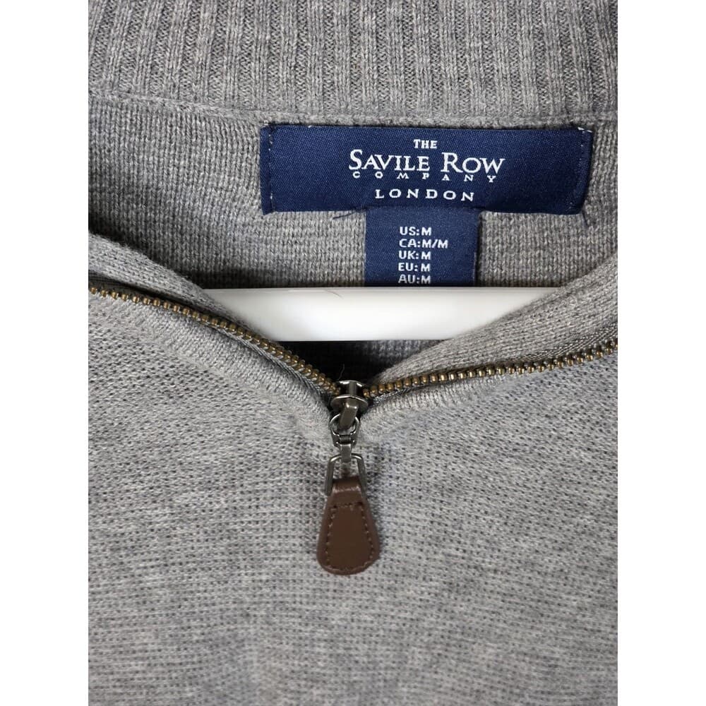 Saville Row London Men's Medium Grey 1/4‎ Zip Pullover