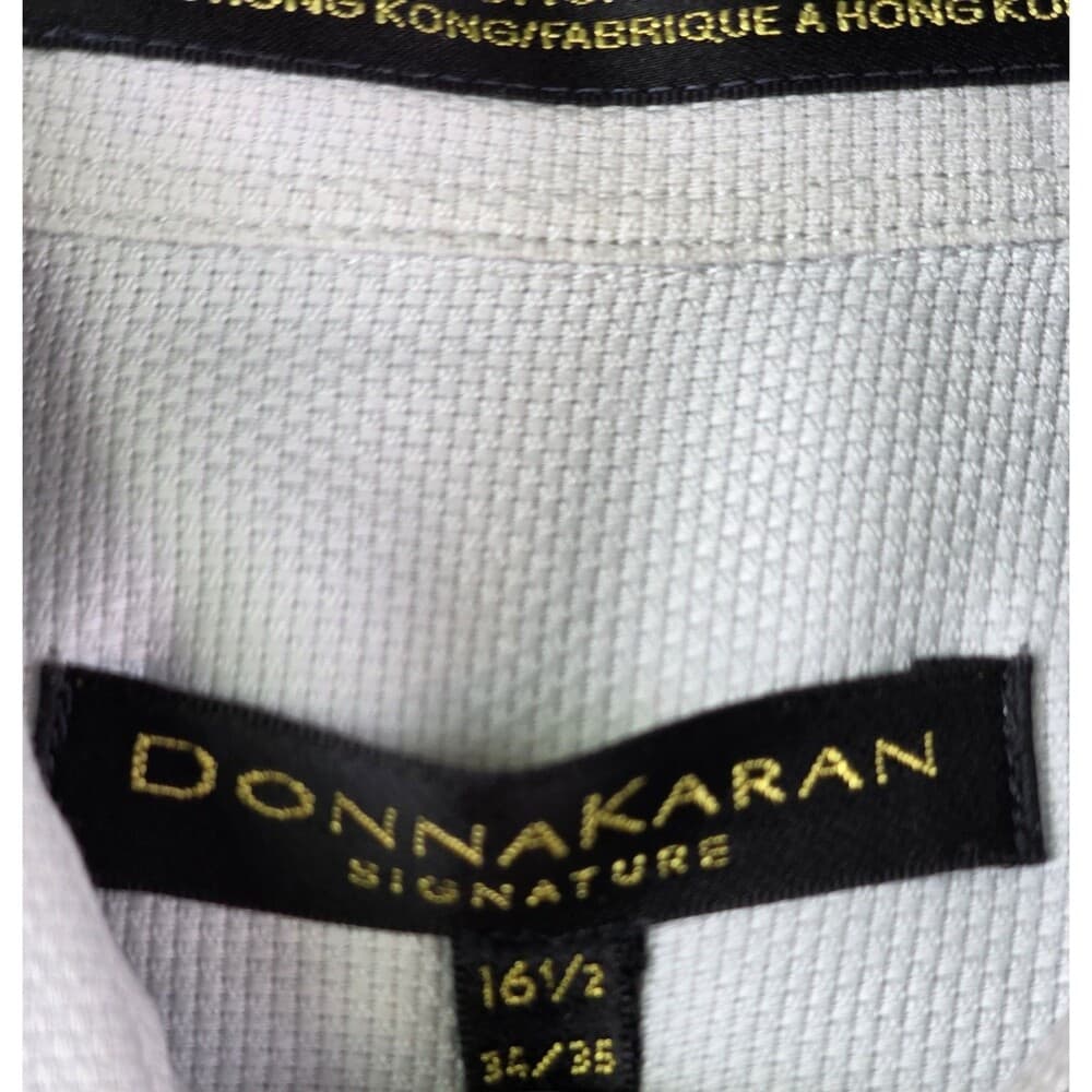 Donna Karan Signature Men's Long Sleeve‎ Cream Dress Shirt Size 16.5 34/35 - Thumbnail 4