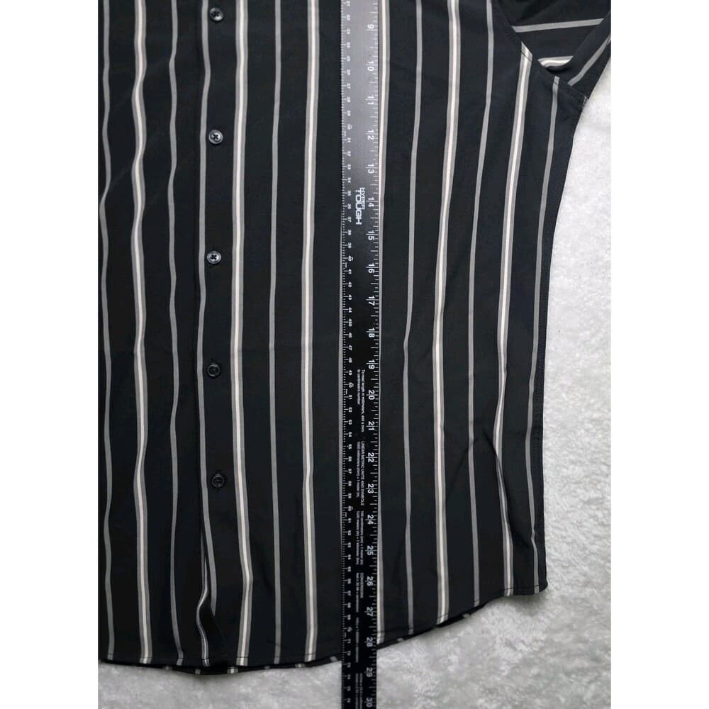 Denim and Flowers Ricky Singh Men's Large Black W/ White Stripes Button Down - Thumbnail 7