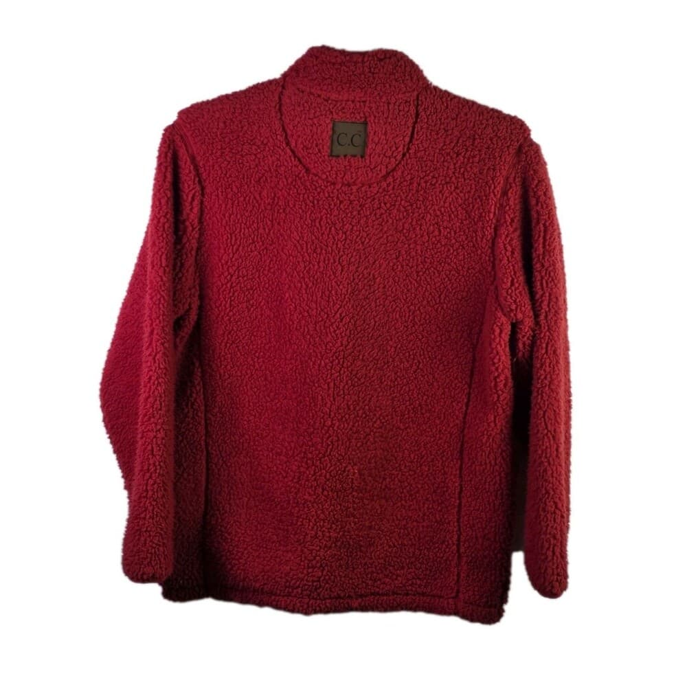 Girlie Girl Originals CC Women's Medium Red Sherpa 1/4 Zip Pullover - Thumbnail 6