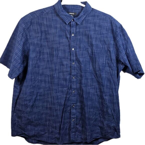 Claiborne Men’s 2XLT Blue Plaid Window‎ pain Long Sleeve Button Up Shirt - Thumbnail 8