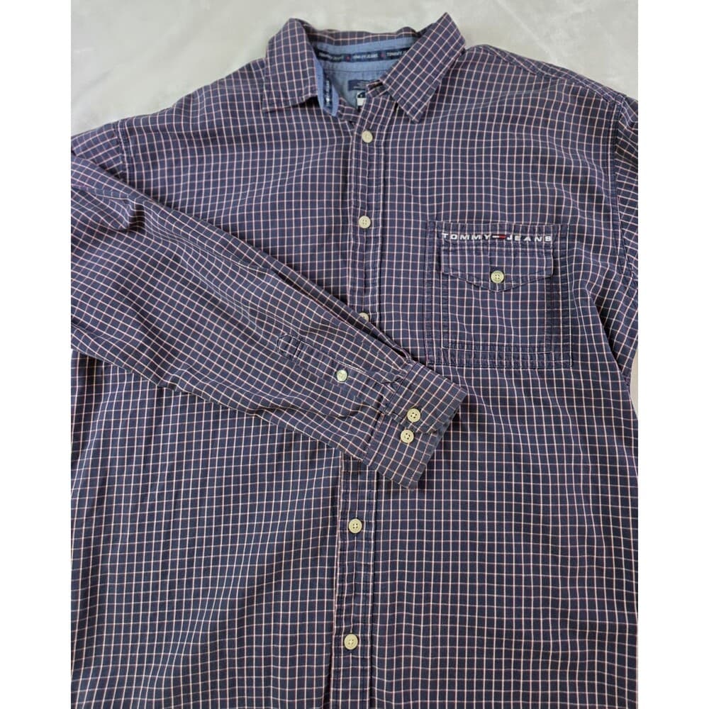 Vintage Tommy Hilfiger Men's XL Button Down Checkered‎ Shirt - Thumbnail 8