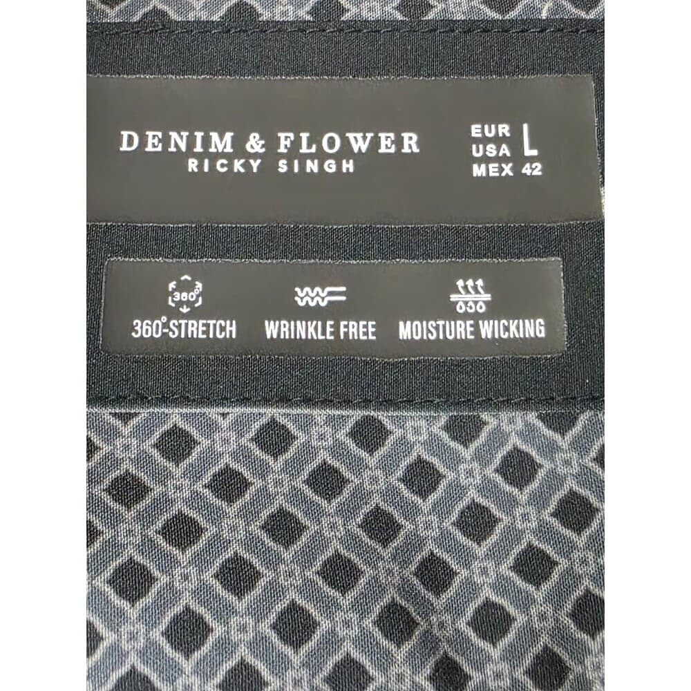Denim and Flowers Ricky Singh Men's Large Black W/ White Stripes Button Down - Thumbnail 2