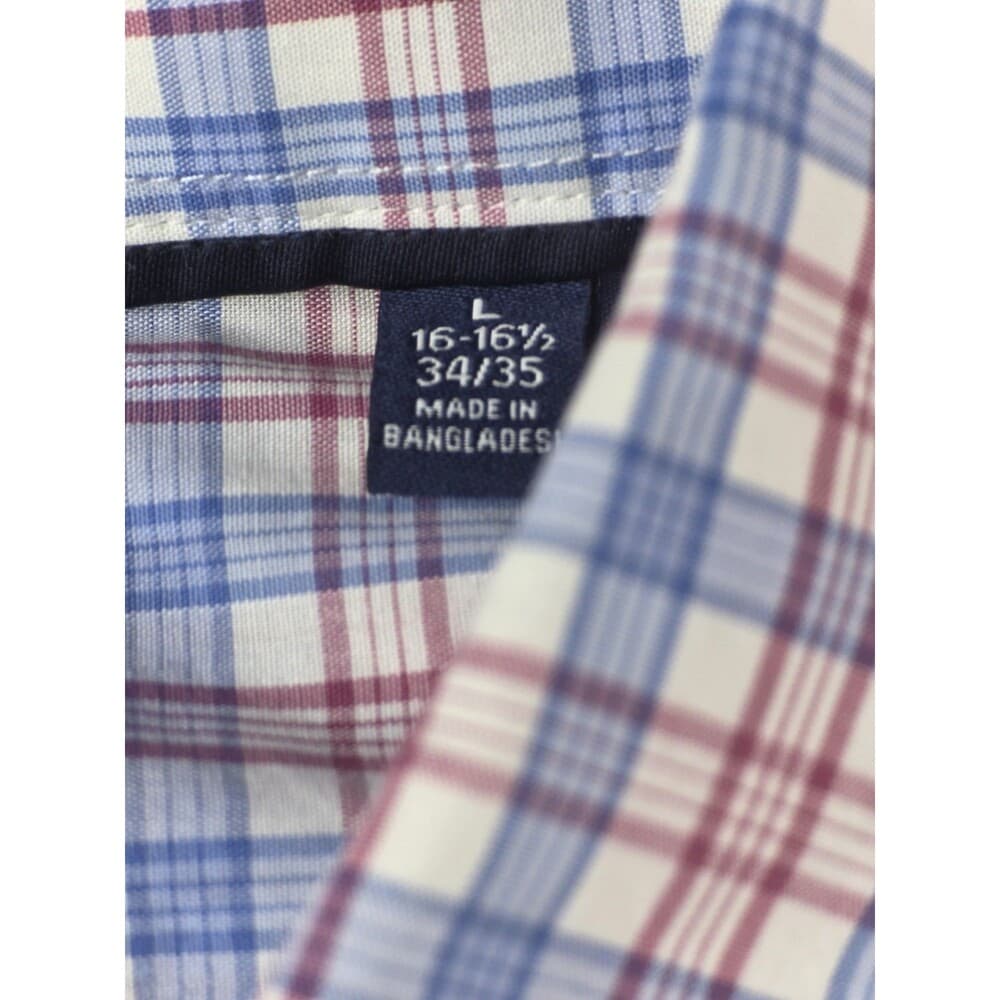 IZOD‎ All Over Stretch 16-16 1/2 Mens 34/35 Blue Check Shirt Button Down Shirt - Thumbnail 3