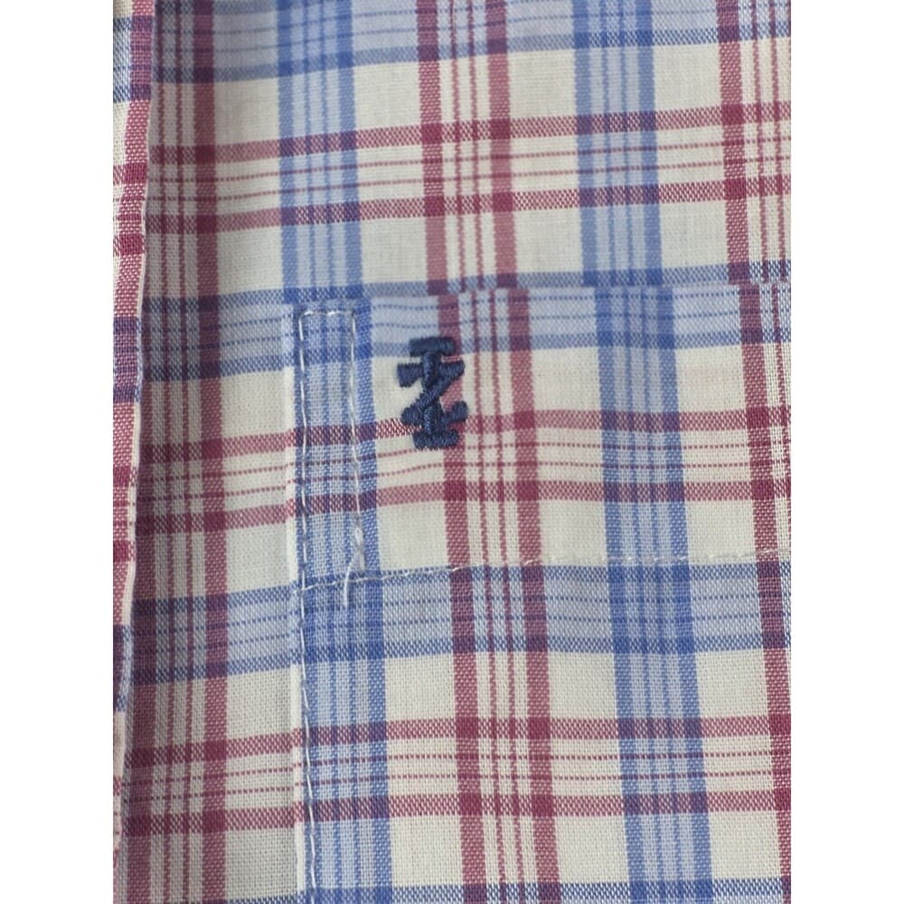 IZOD‎ All Over Stretch 16-16 1/2 Mens 34/35 Blue Check Shirt Button Down Shirt - Thumbnail 4