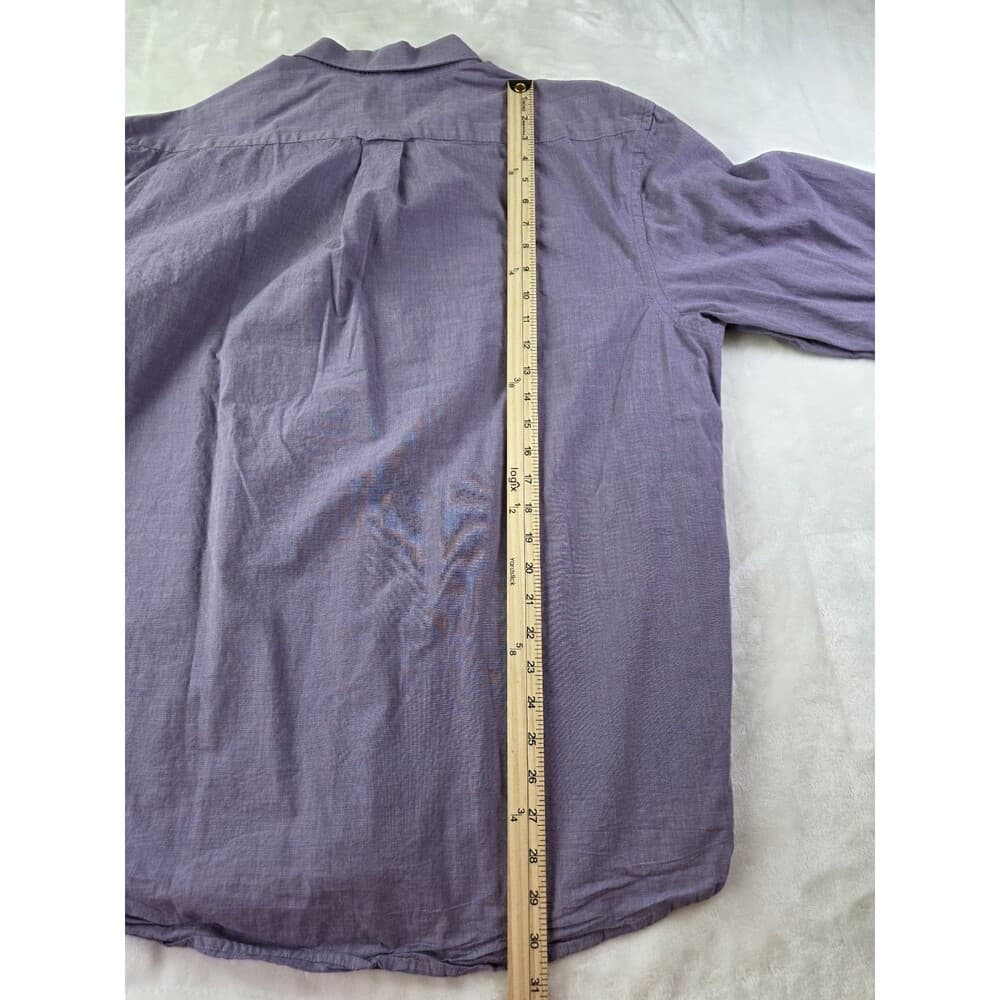 Izod Men's XL Purple White Long Sleeve Button Down Shirt - Thumbnail 4
