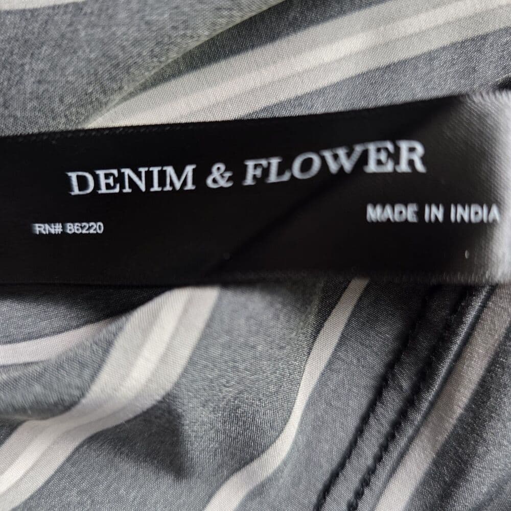 Denim and Flowers Ricky Singh Men's Large Black W/ White Stripes Button Down - Thumbnail 5