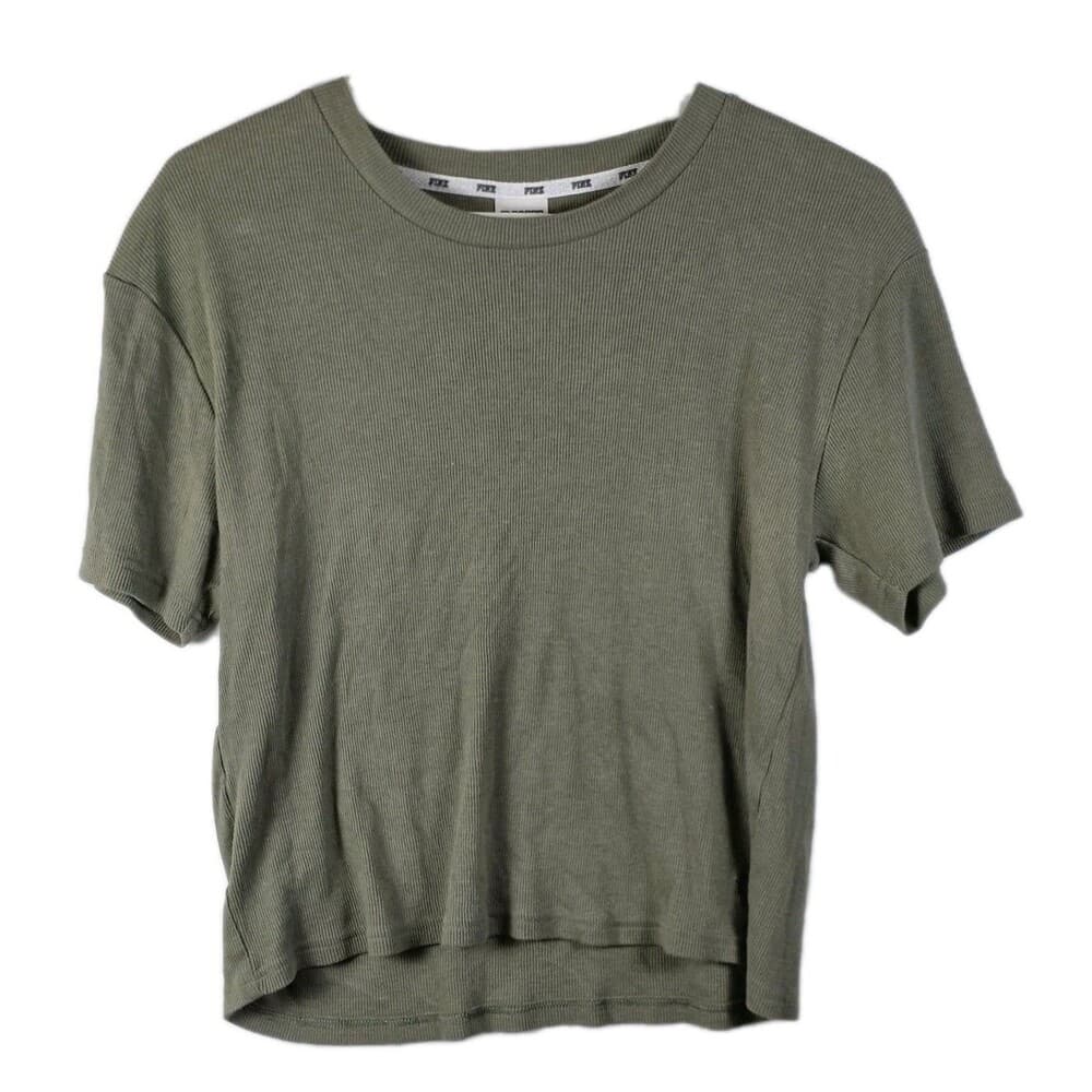 Pink Victoria’s Secret‎ Women's Medium Green Short T-Shirt - Thumbnail 6
