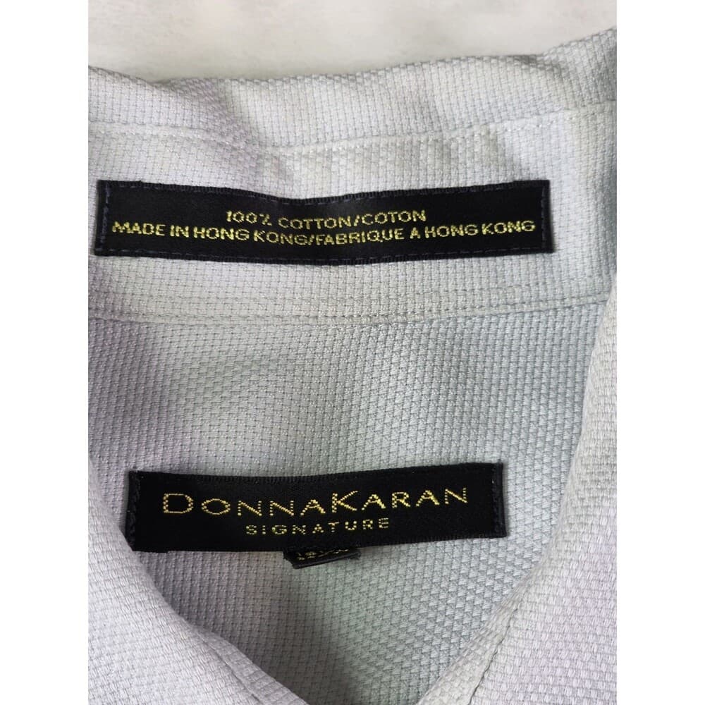 Donna Karan Signature Men's Long Sleeve‎ Cream Dress Shirt Size 16.5 34/35 - Thumbnail 3