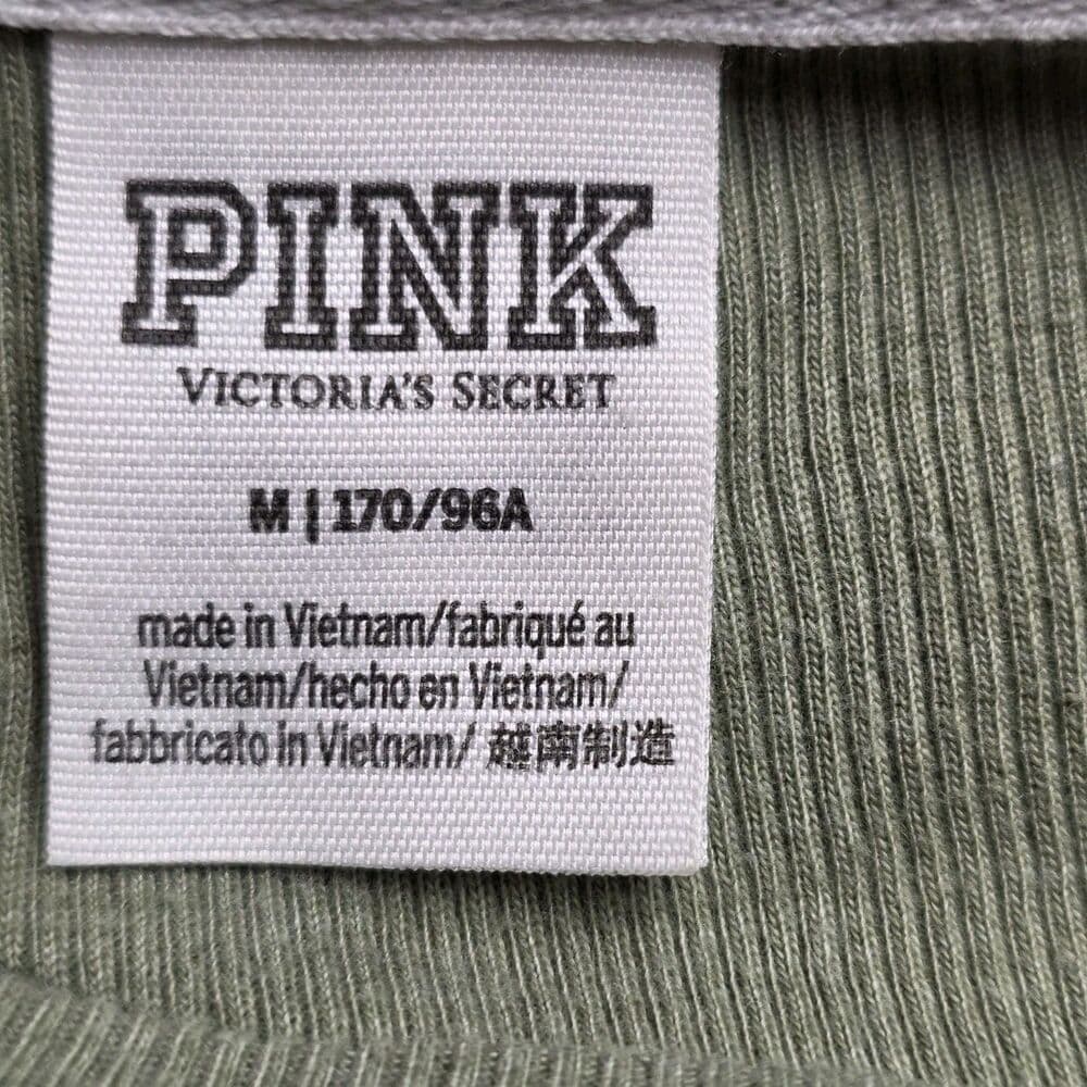 Pink Victoria’s Secret‎ Women's Medium Green Short T-Shirt - Thumbnail 3