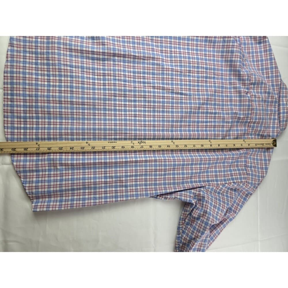 IZOD‎ All Over Stretch 16-16 1/2 Mens 34/35 Blue Check Shirt Button Down Shirt - Thumbnail 6