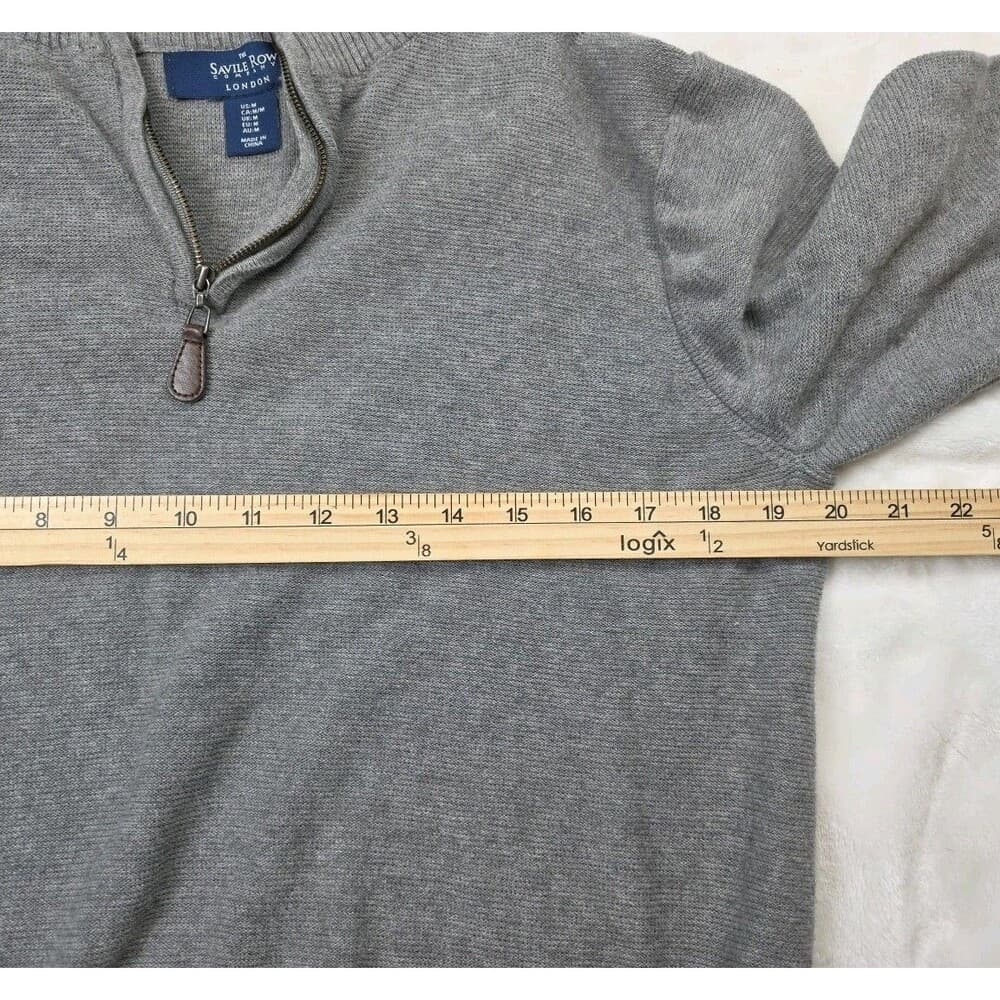 Saville Row London Men's Medium Grey 1/4‎ Zip Pullover - Thumbnail 3