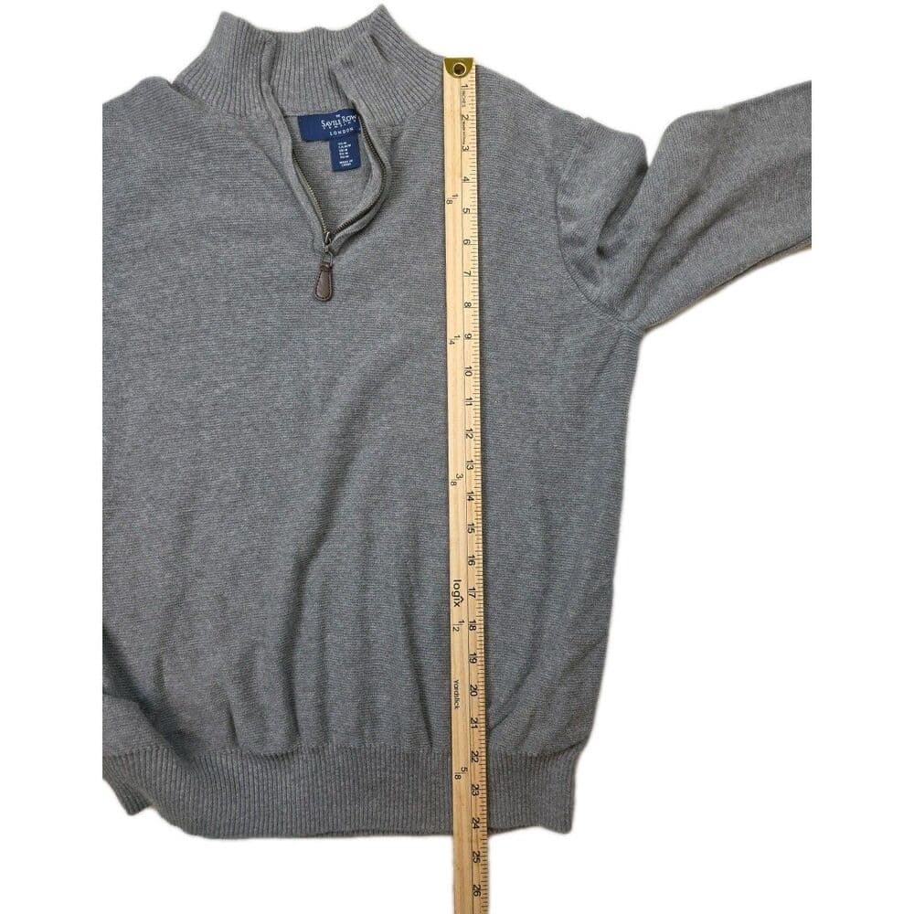 Saville Row London Men's Medium Grey 1/4‎ Zip Pullover - Thumbnail 4