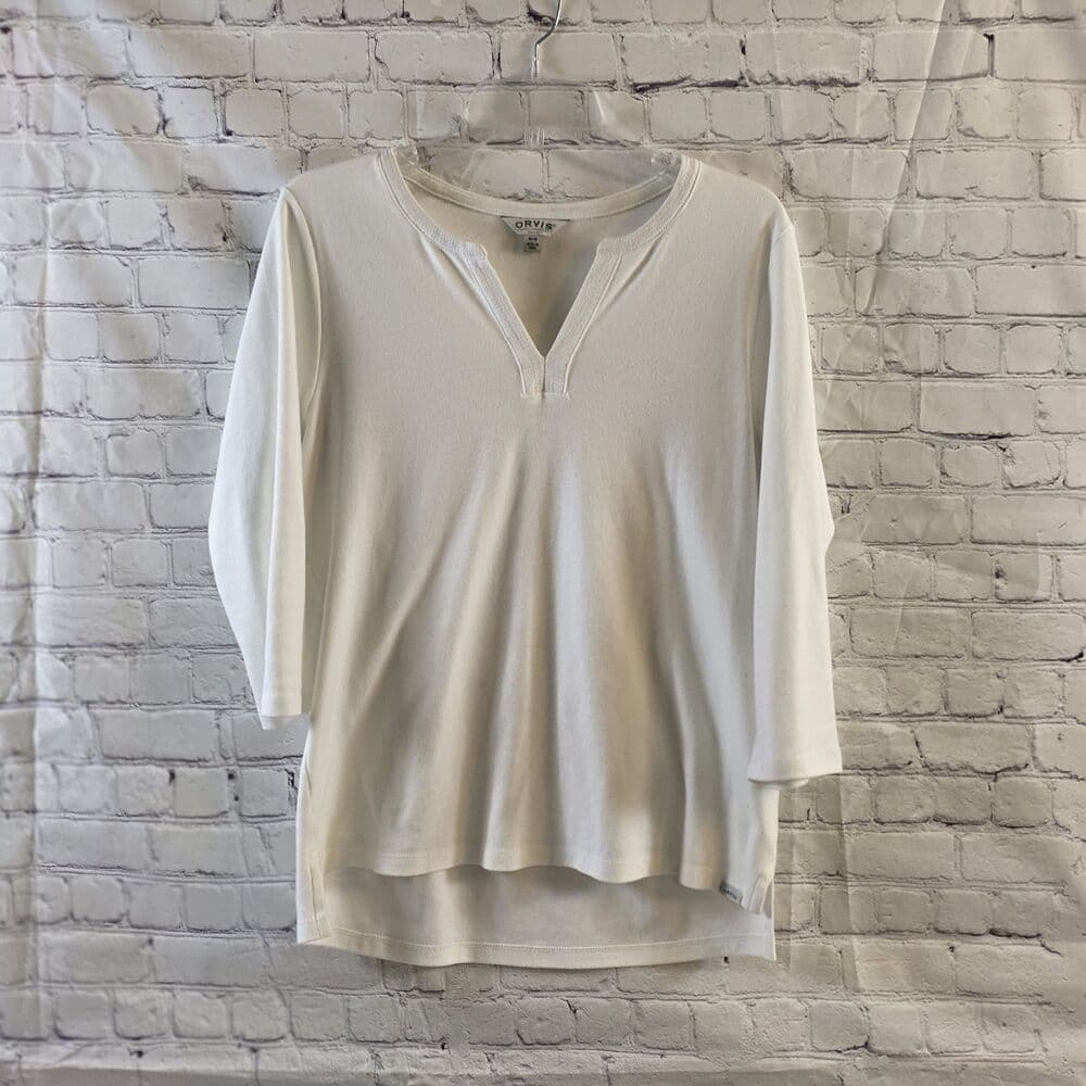 Orvis Women's Medium Classic Collection 3/4 Sleeve Split Neck Top - Thumbnail 9