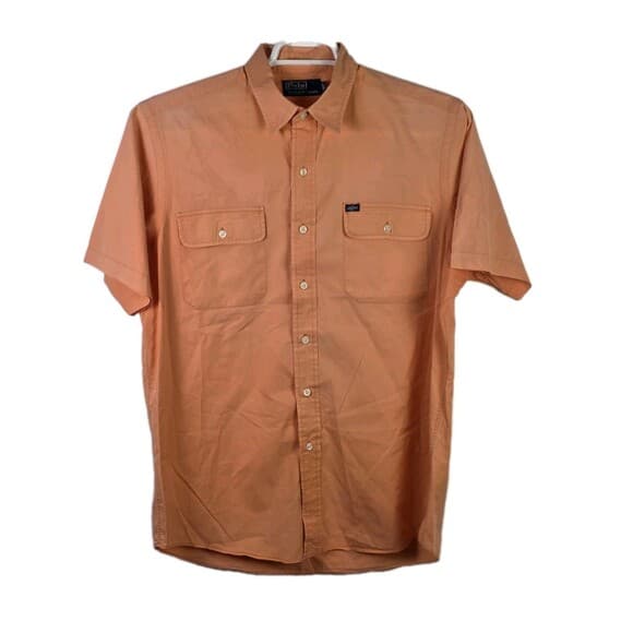 Vtg Polo Ralph Lauren Men's Large Orange Chamois Outdoor Button Down Shirt - Thumbnail 11