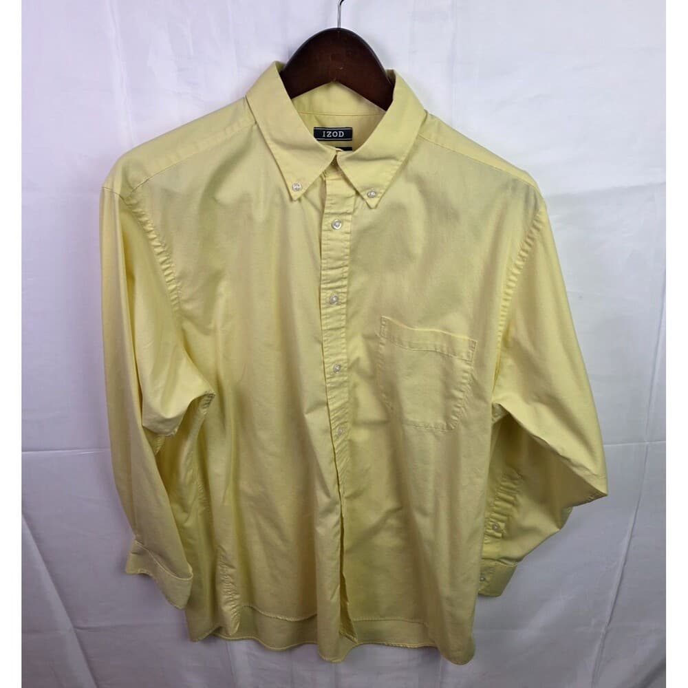 IZOD Oxford Men's‎ Size 16-16.1/2 - 32/33 Large Yellow Long Sleeve Shirt - Thumbnail 7