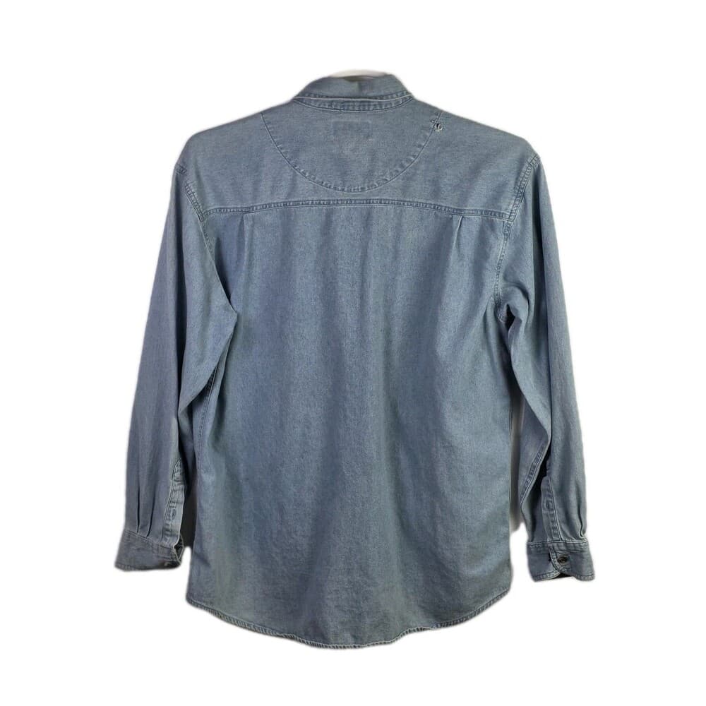 2001 Bill Elliott Winston Cup Men's Large Blue Denim Embroidered Shirt * Flaws* - Thumbnail 5
