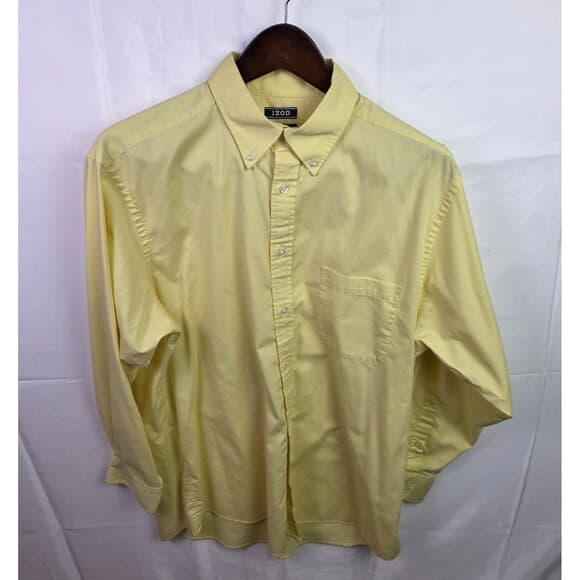 IZOD Oxford Men's‎ Size 16-16.1/2 - 32/33 Large Yellow Long Sleeve Shirt - Thumbnail 8