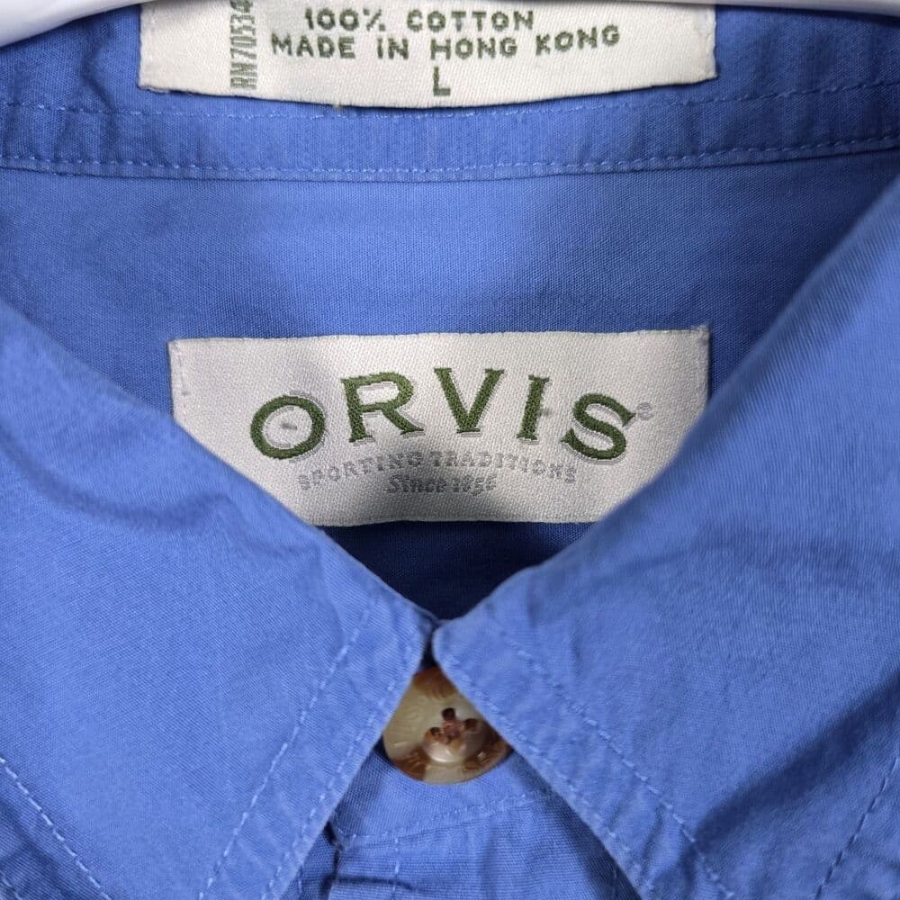 Orvis Men's Large Blue Vented Long Sleeve Button Up‎ Fishing Shirt - Thumbnail 4