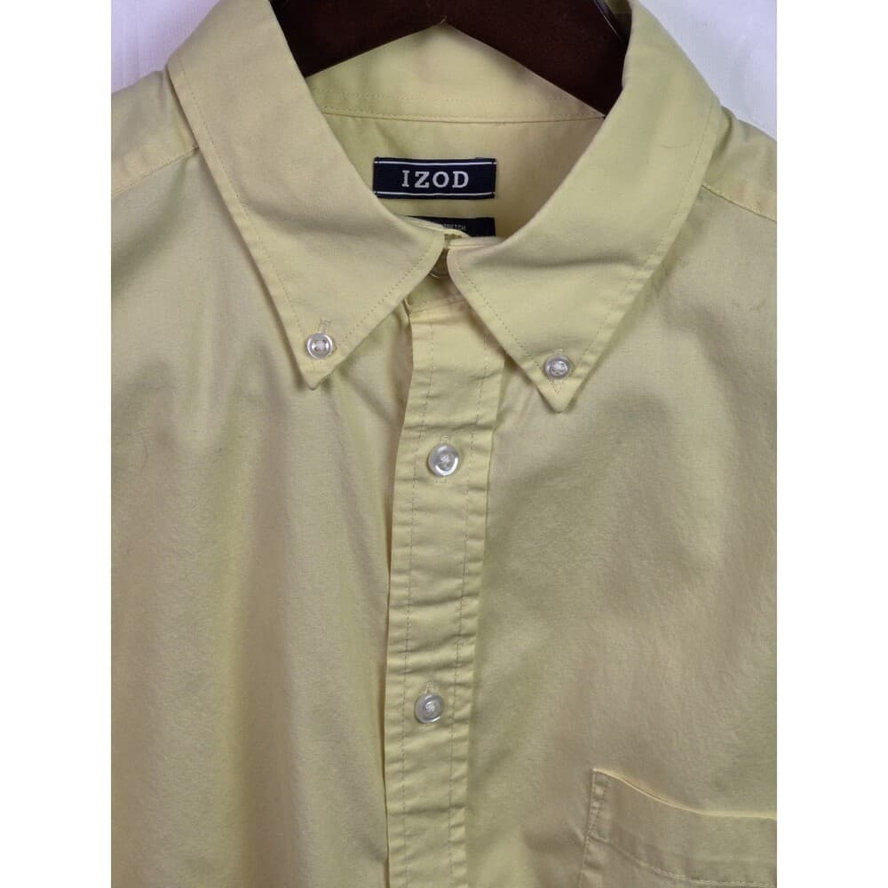 IZOD Oxford Men's‎ Size 16-16.1/2 - 32/33 Large Yellow Long Sleeve Shirt - Thumbnail 2
