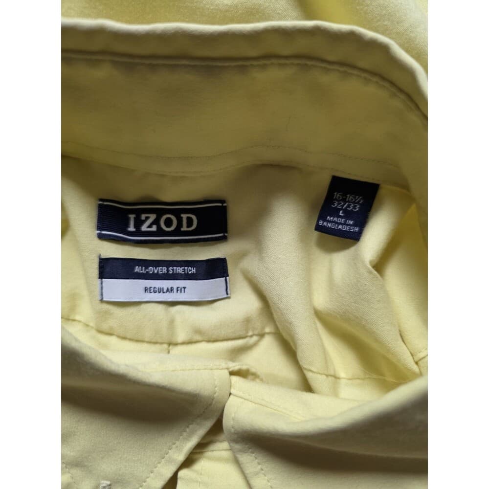 IZOD Oxford Men's‎ Size 16-16.1/2 - 32/33 Large Yellow Long Sleeve Shirt - Thumbnail 3