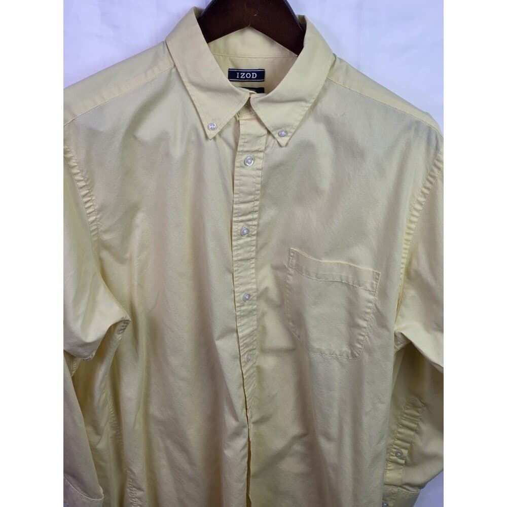 IZOD Oxford Men's‎ Size 16-16.1/2 - 32/33 Large Yellow Long Sleeve Shirt