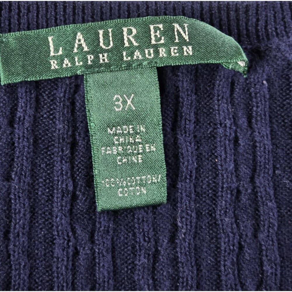Lauren Ralph Lauren Womens 3XL Blue Ribbed Sweater‎ - Thumbnail 2