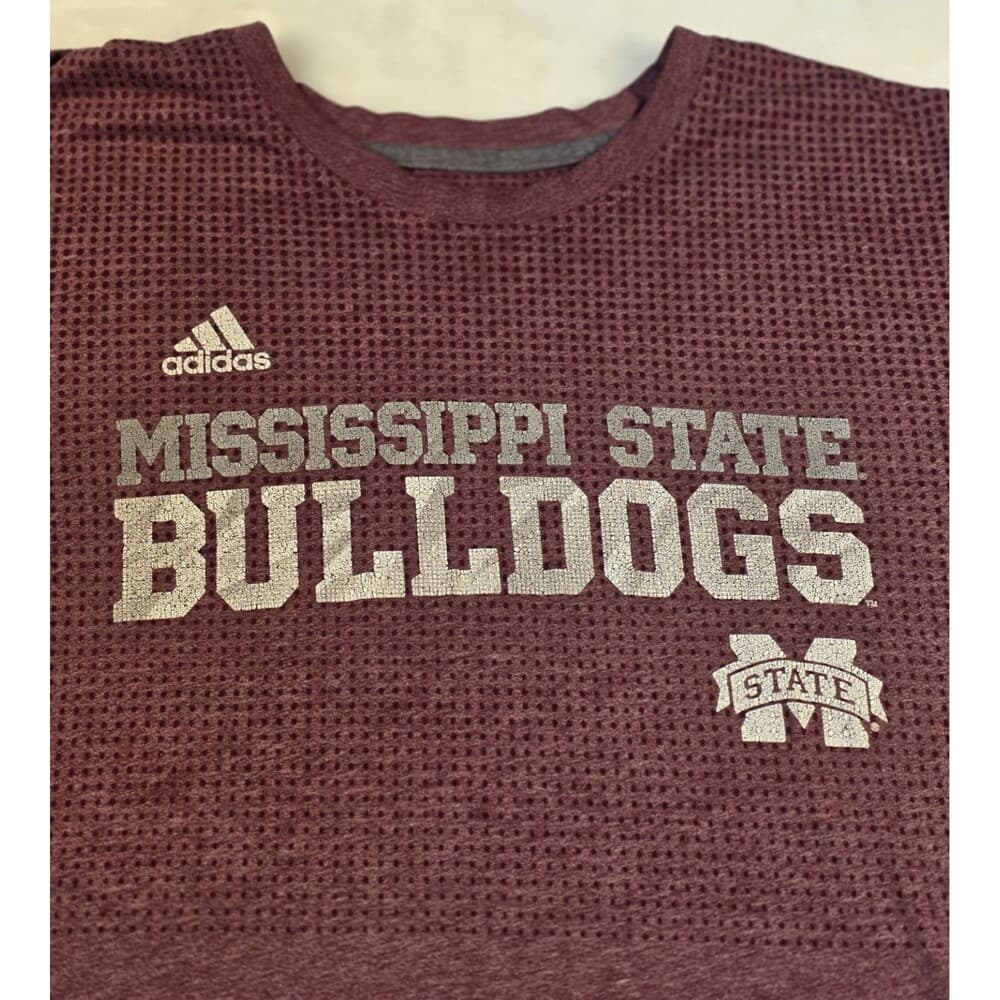 Adidas Men's XXL Mississippi‎ State Bulldogs Maroon/White Short Sleeve T-shirt