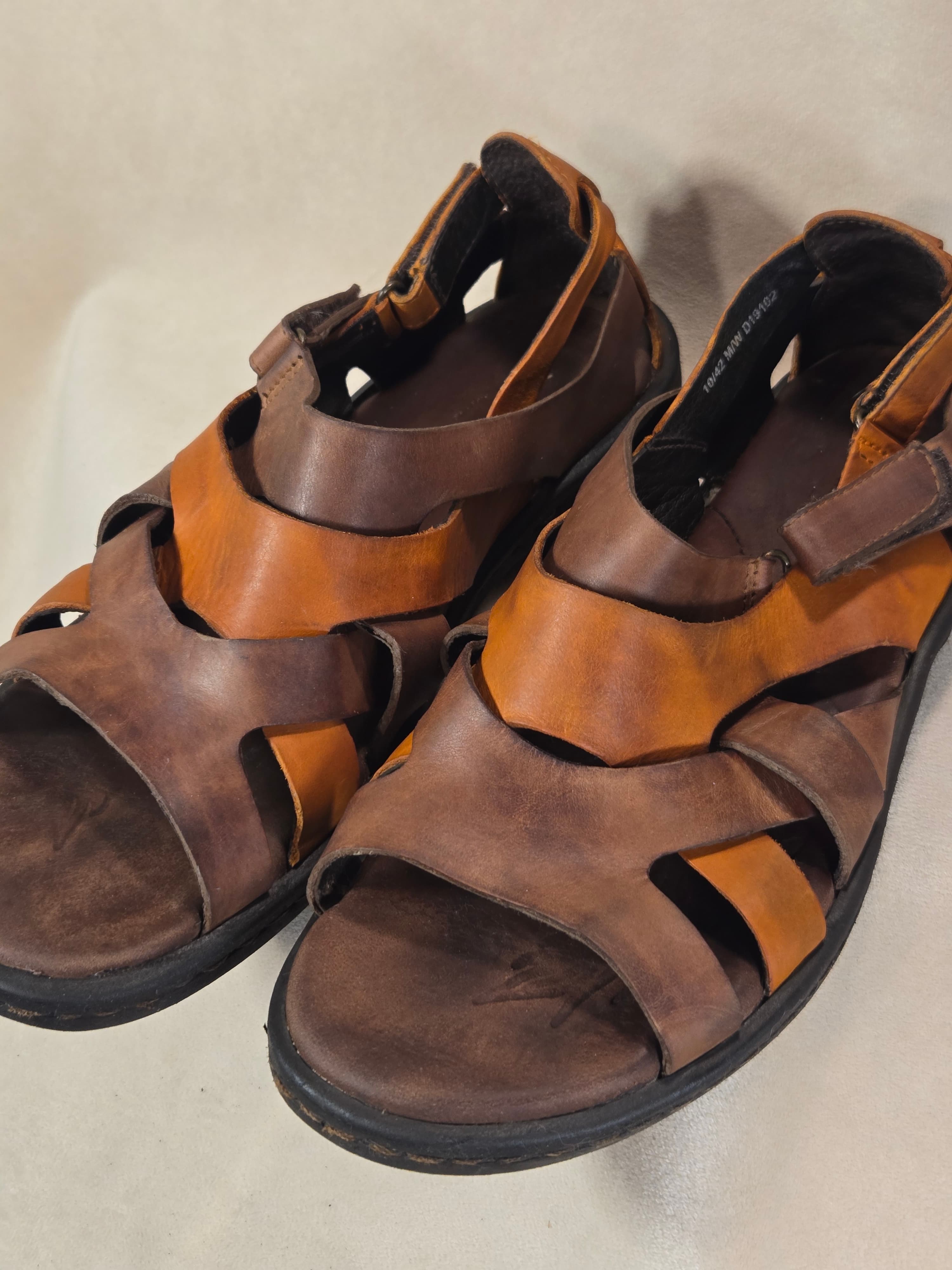 To Boot New York Barbados Brown Leather Fisherman Sandals Men's Shoes Size 10 - Thumbnail 2