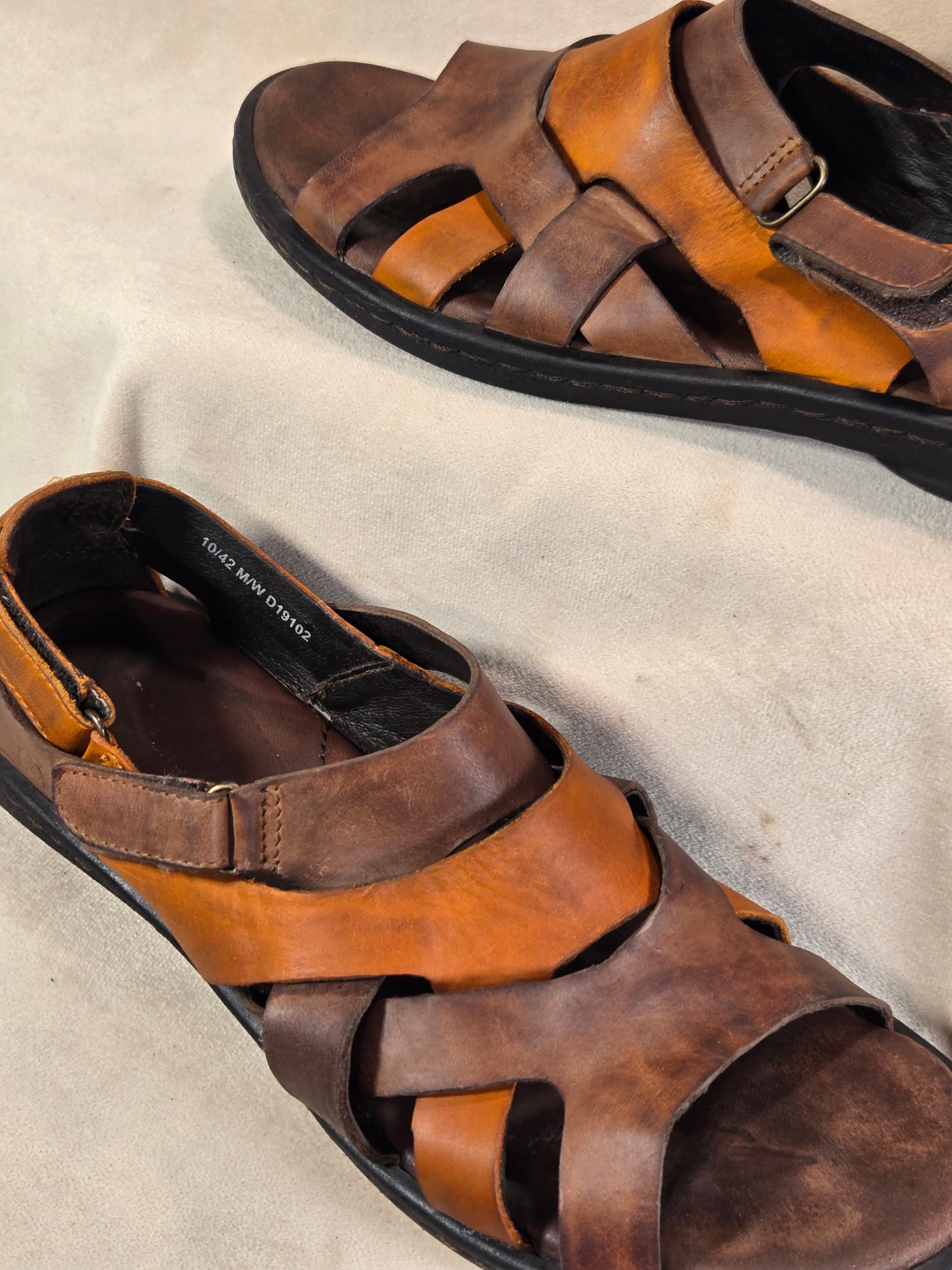 To Boot New York Barbados Brown Leather Fisherman Sandals Men's Shoes Size 10 - Thumbnail 8