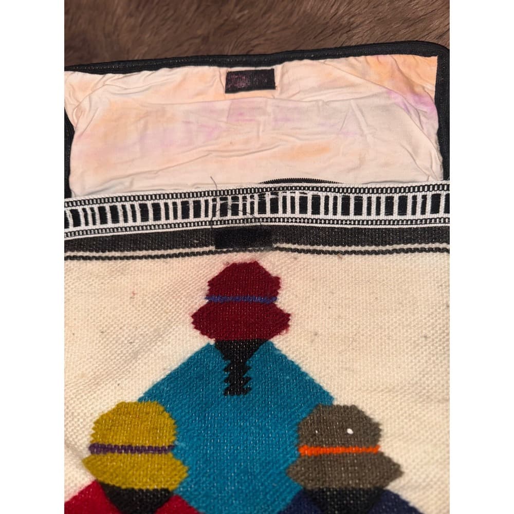 Vintage Ecuador Hand Woven Wool Crossbody Bag Tapestry Folk Art Boho Souvenir - Thumbnail 5