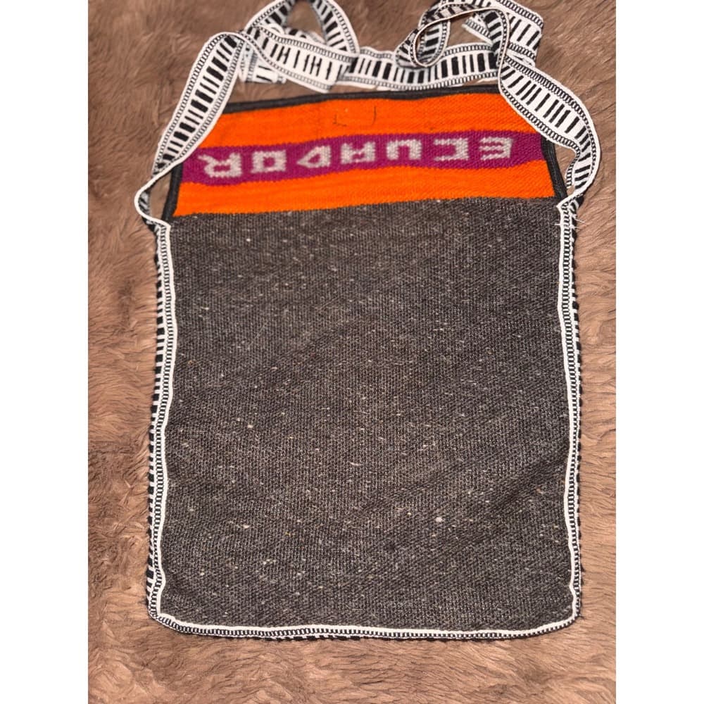 Vintage Ecuador Hand Woven Wool Crossbody Bag Tapestry Folk Art Boho Souvenir - Thumbnail 3
