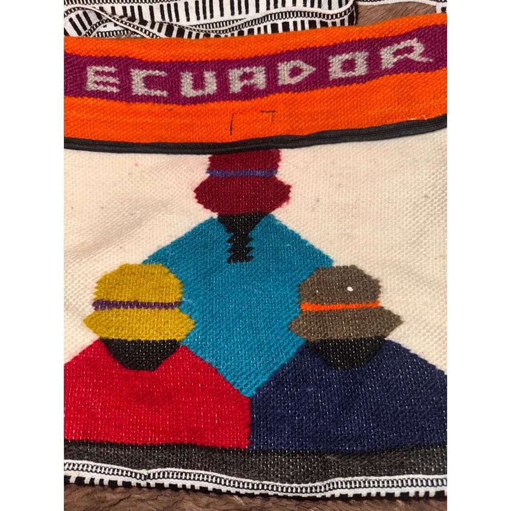 Vintage Ecuador Hand Woven Wool Crossbody Bag Tapestry Folk Art Boho Souvenir - Thumbnail 2