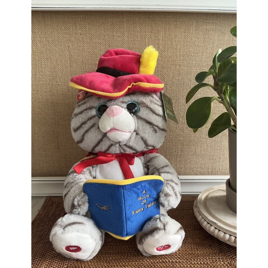 Cuddle Barn Sir Catsby Storyteller Motion Lights Reads Fairy Tales Plush Cat NEW - Thumbnail 2
