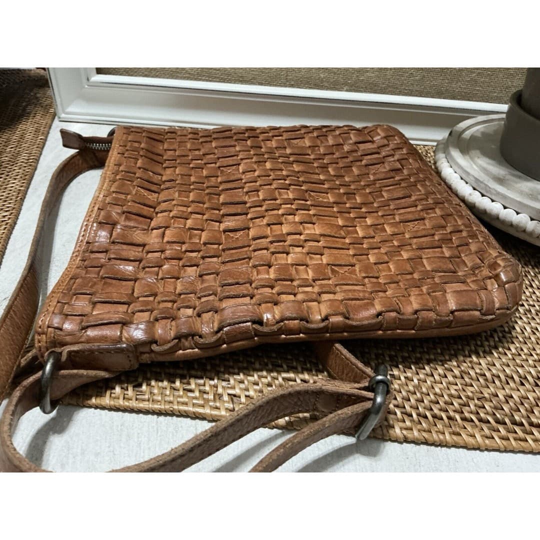 VILENCA Holland LEATHER Basket Weave Handbag Purse - Thumbnail 11