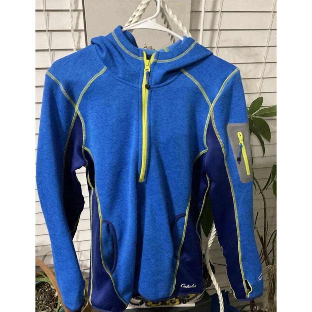 Cabelas XPG Womens Fleece Med 1/4 Zip Hooded Extreme Performance Gear Base