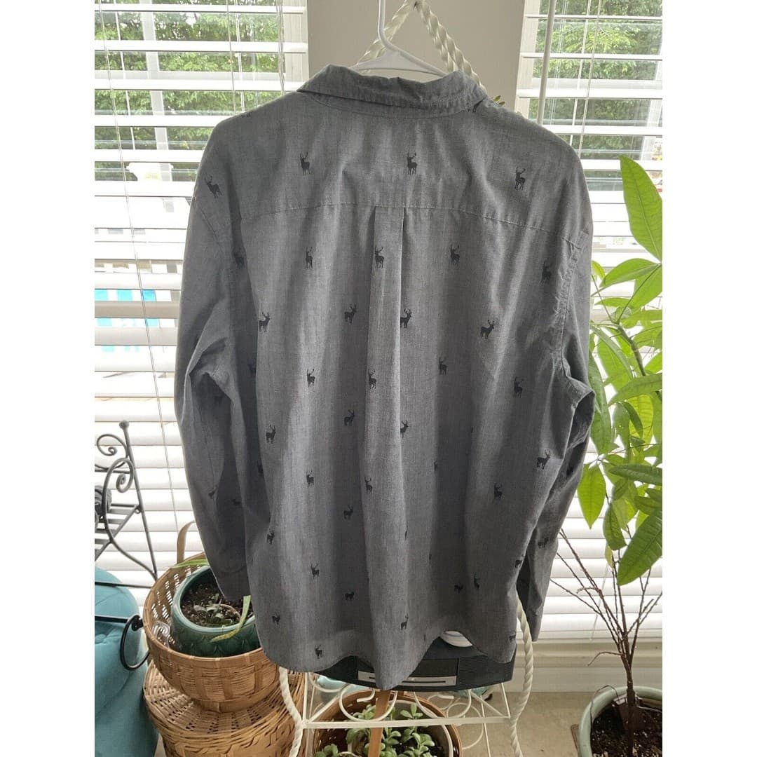 Chaps Deer Buck Shirt Adult XL Grey Button Up Mens - Thumbnail 2