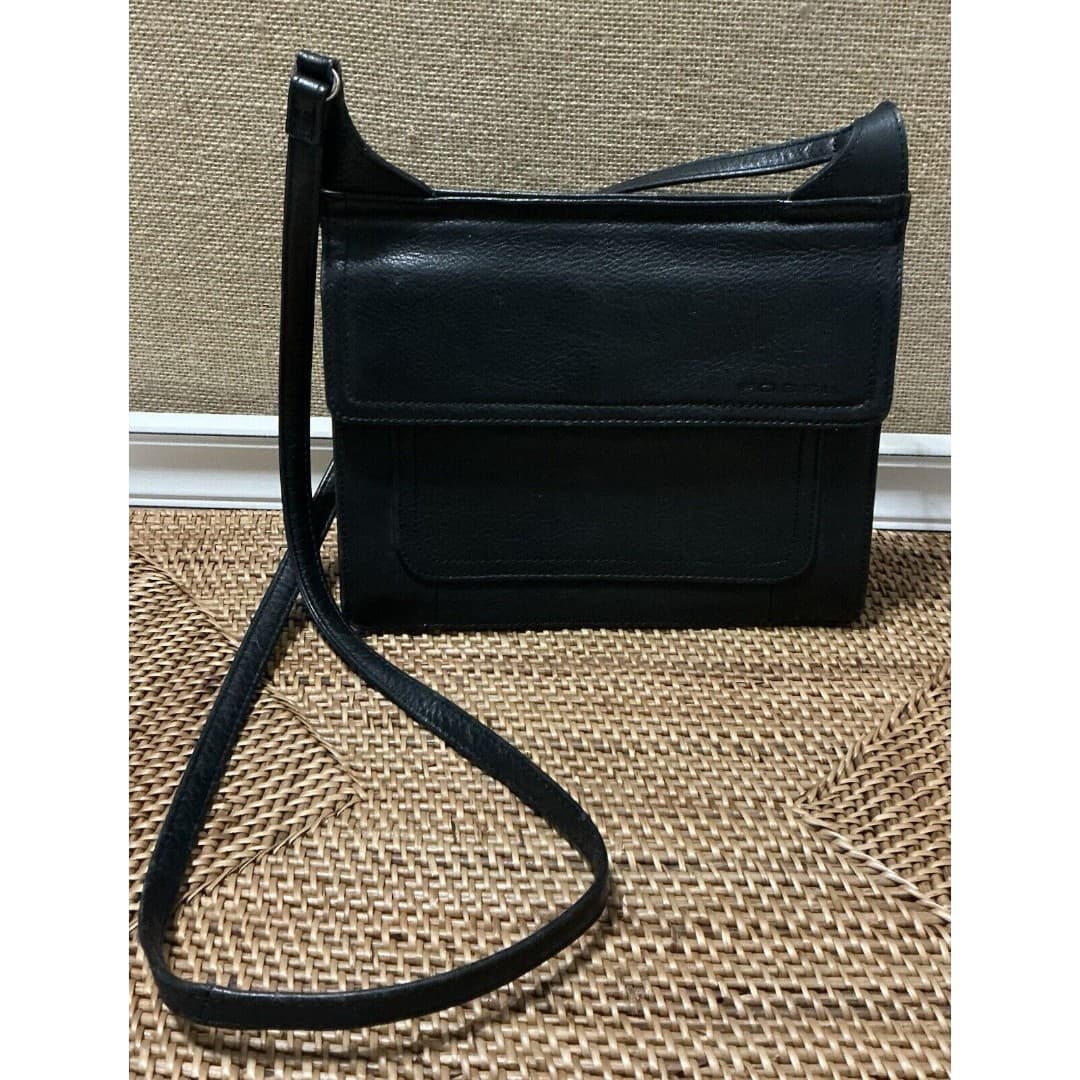 FOSSIL Double Sided Crossbody Shoulder Bag in Black Leather - Thumbnail 3