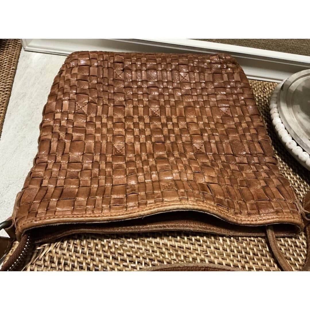 VILENCA Holland LEATHER Basket Weave Handbag Purse - Thumbnail 9