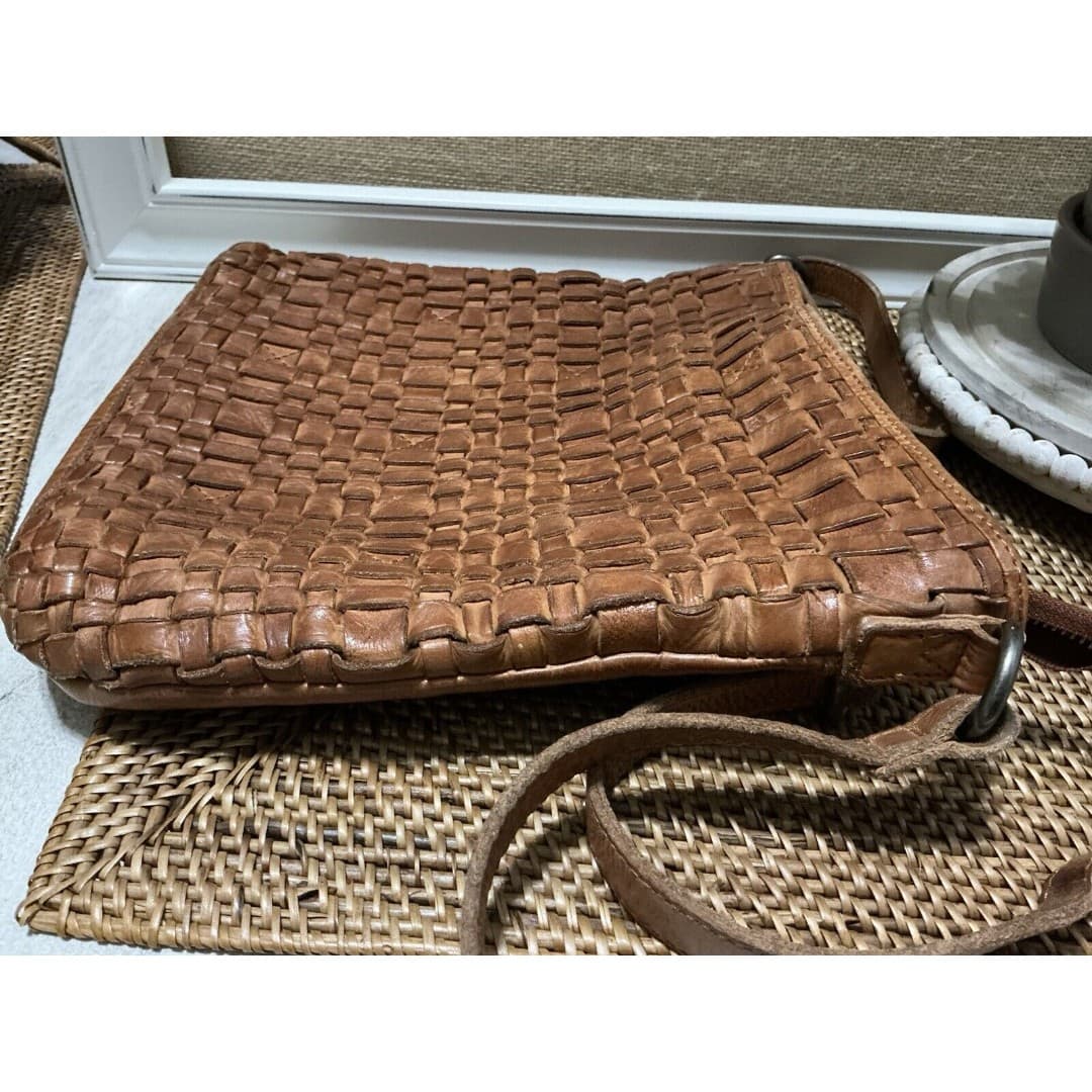 VILENCA Holland LEATHER Basket Weave Handbag Purse - Thumbnail 10