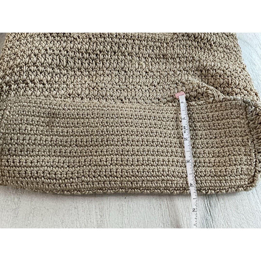 The Sak Beige Crochet Shoulder Bag/ Tote Purse Zipper Closure - Thumbnail 10