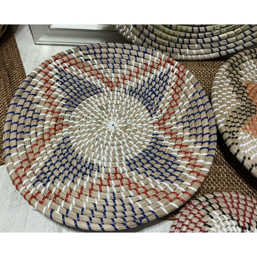 Seagrass Handmade Patterned Basket Plate/Wall Decor Set Of 4 - Thumbnail 7
