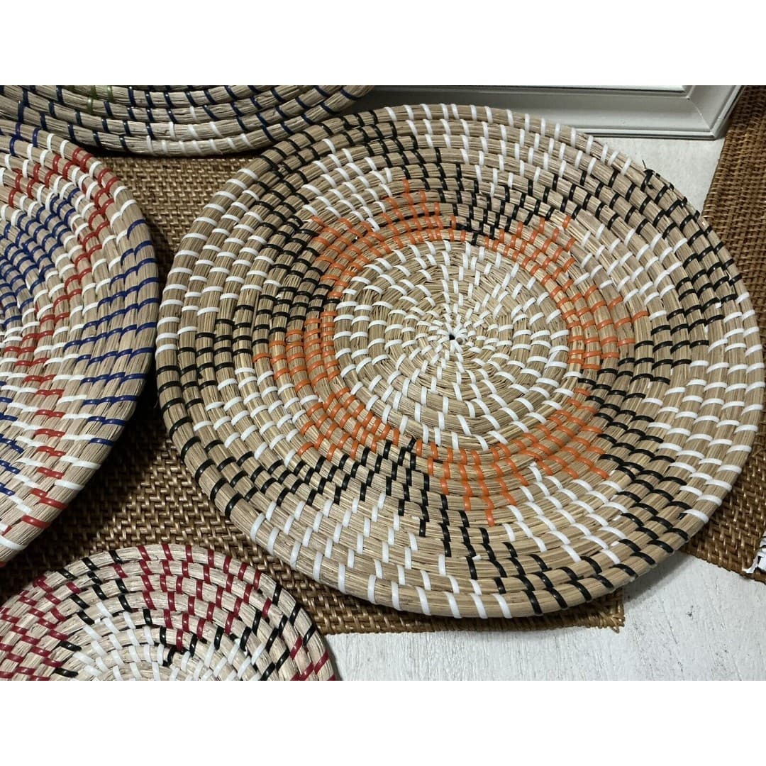 Seagrass Handmade Patterned Basket Plate/Wall Decor Set Of 4 - Thumbnail 8