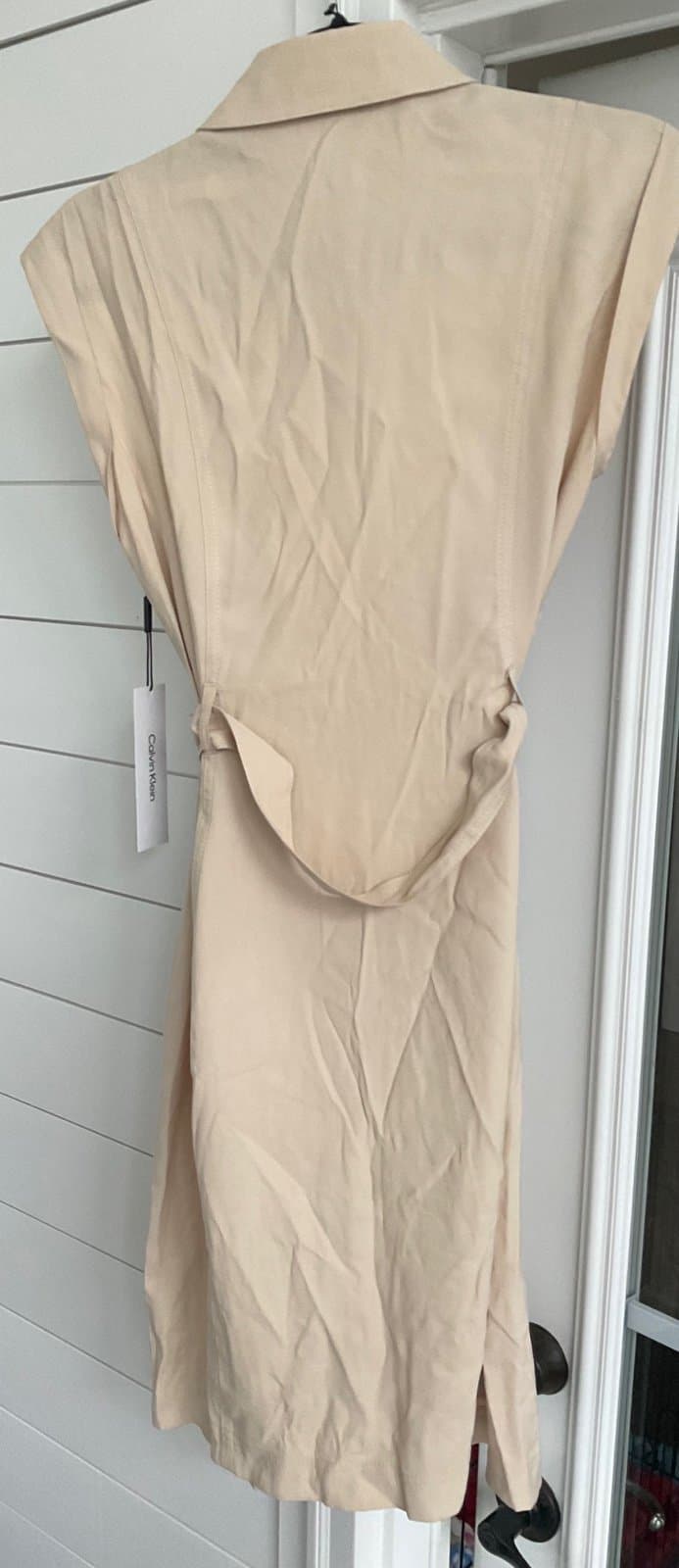 Calvin Klein NWT Khaki Color Sleeveless Waist Tie Shirt Dress size 10 - Thumbnail 2