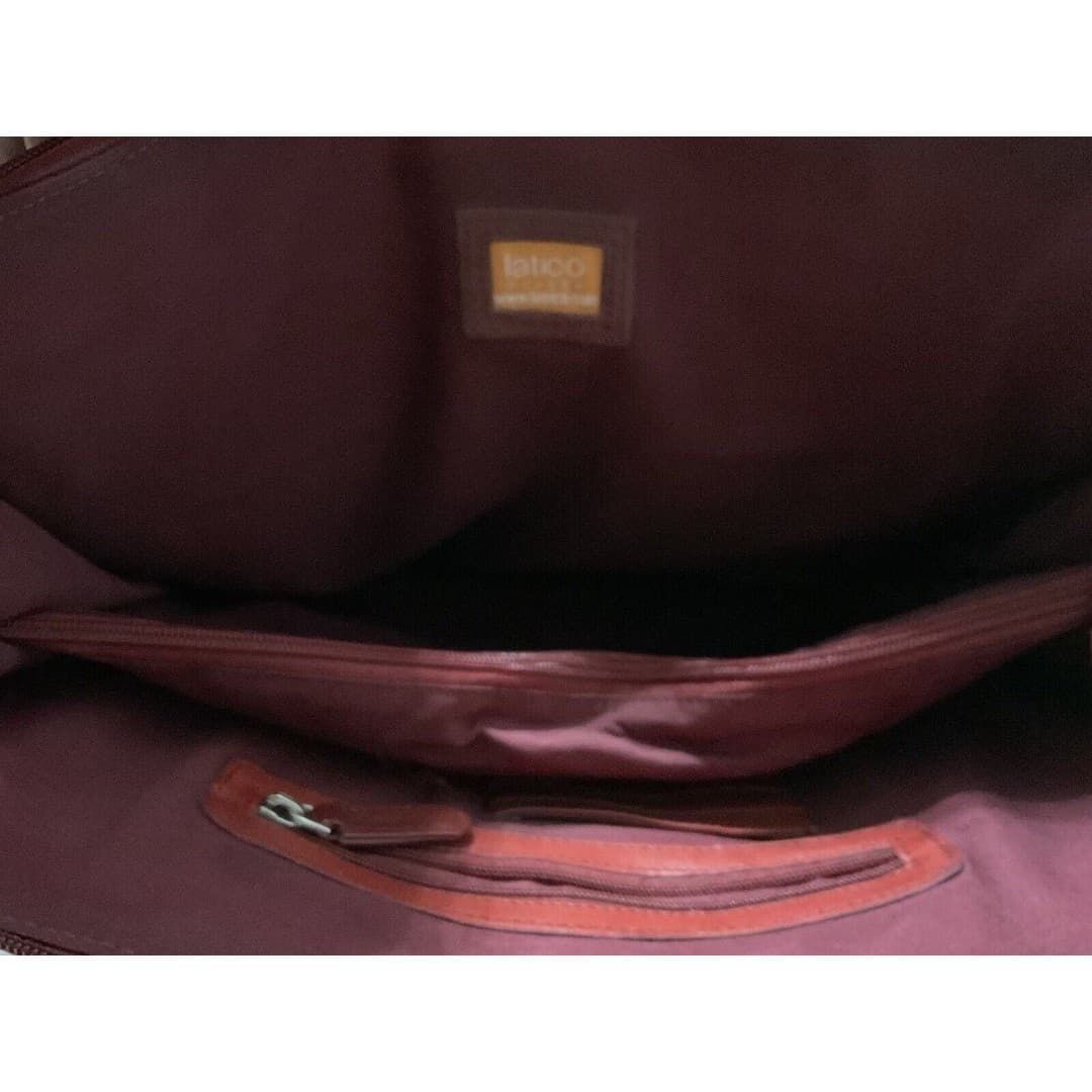 LATICO Dark Burgundy Soft Red Leather Square Tote / Bag Handbag 12" inch Straps - Thumbnail 11
