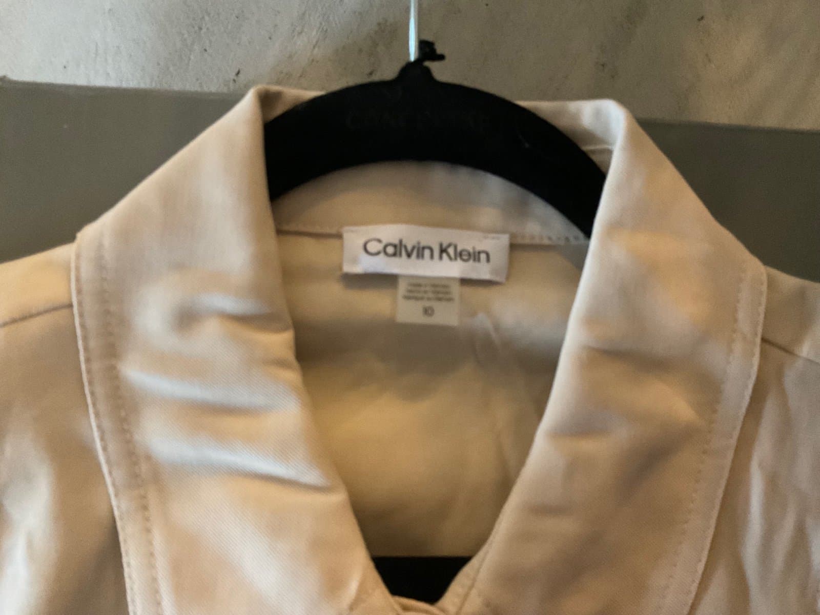 Calvin Klein NWT Khaki Color Sleeveless Waist Tie Shirt Dress size 10 - Thumbnail 3