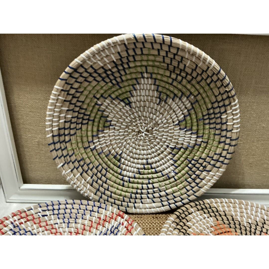Seagrass Handmade Patterned Basket Plate/Wall Decor Set Of 4 - Thumbnail 6