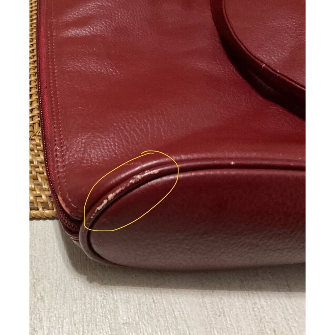 LATICO Dark Burgundy Soft Red Leather Square Tote / Bag Handbag 12" inch Straps - Thumbnail 9