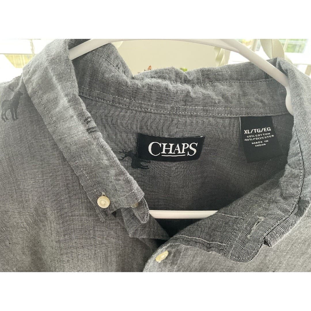 Chaps Deer Buck Shirt Adult XL Grey Button Up Mens - Thumbnail 3